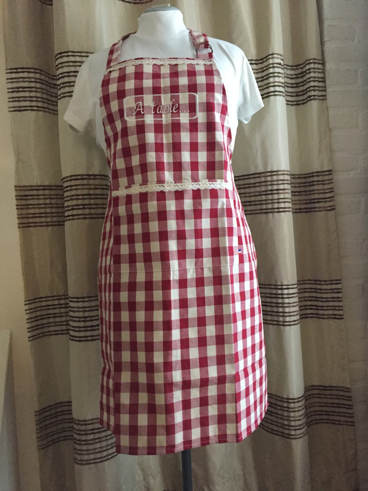 Schort rood/creme