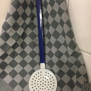Emaille Schuimspaan wit met blauw