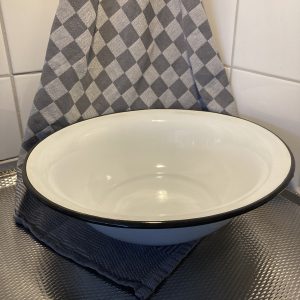 Emaille Schaal - 2,5 liter wit / zwart