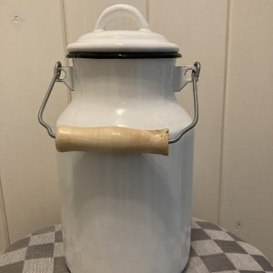 Emaille Melkbus - 2 liter wit / zwart