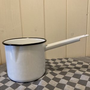 Emaille Steelpan - wit / zwart