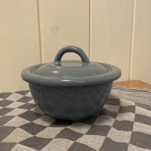 Emaille schaaltje met deksel grijs