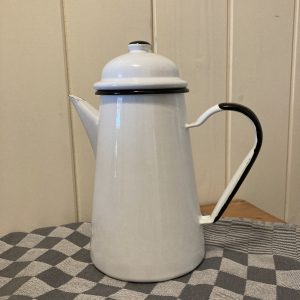 Emaille Koffiepot / Waterketel 1 liter wit / zwart