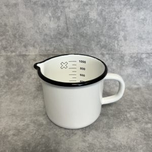 Emaille Maatbeker - 1 liter - wit / zwart