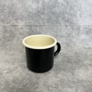 Emaille Mok zwart creme