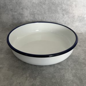 Emaille Schaal - 24/5 cm wit met blauw