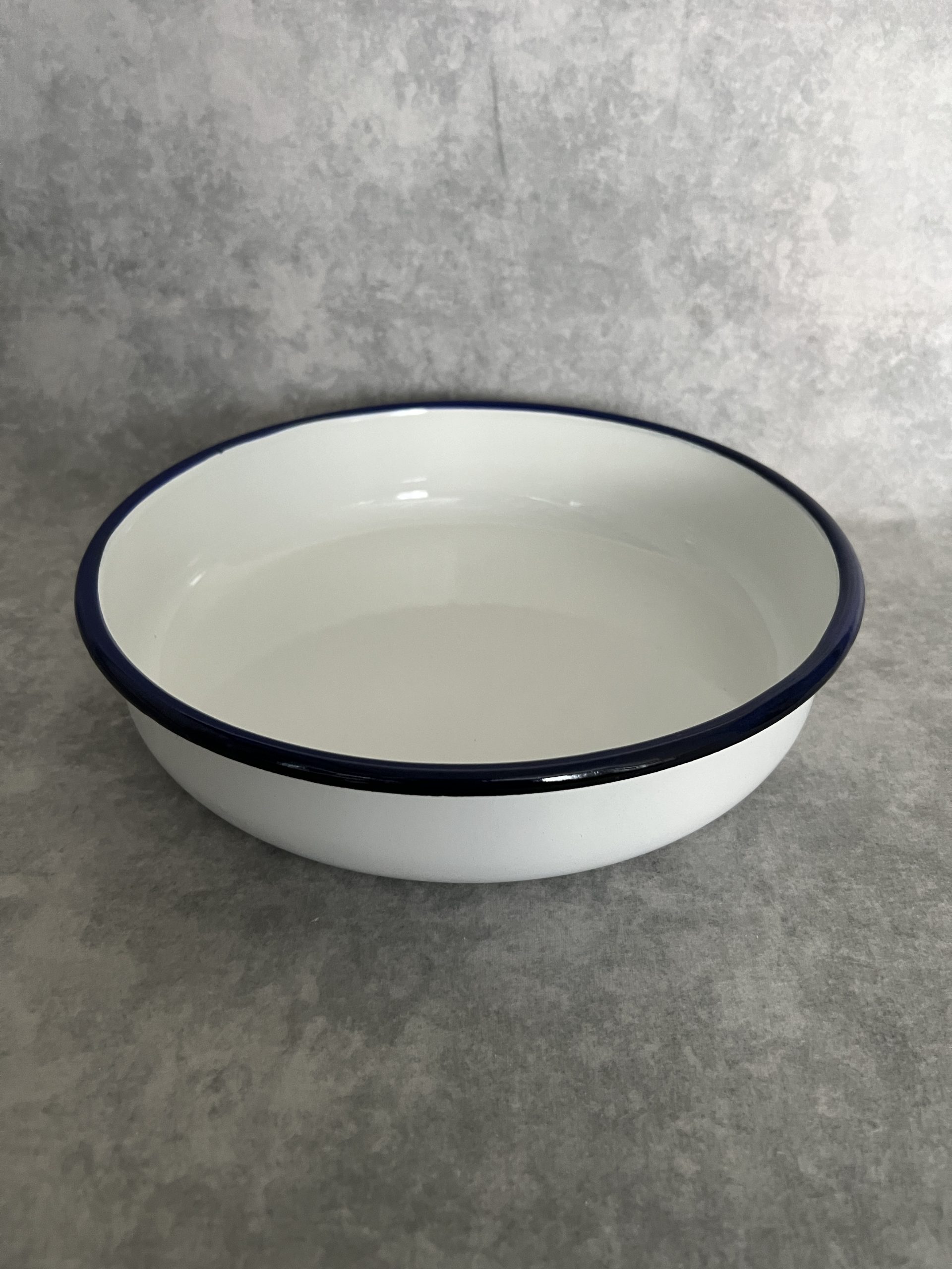 Emaille Schaal - 24/5 cm wit met blauw
