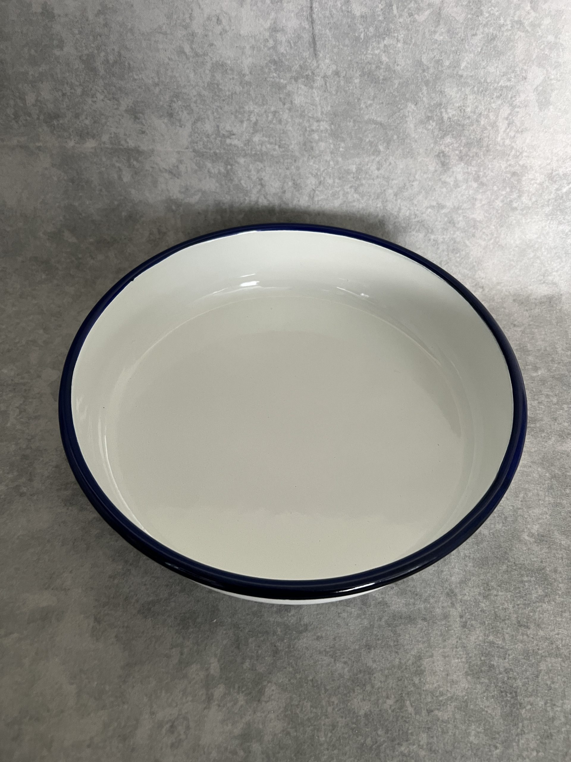 Emaille Schaal - 24/5 cm wit met blauw - Afbeelding 2