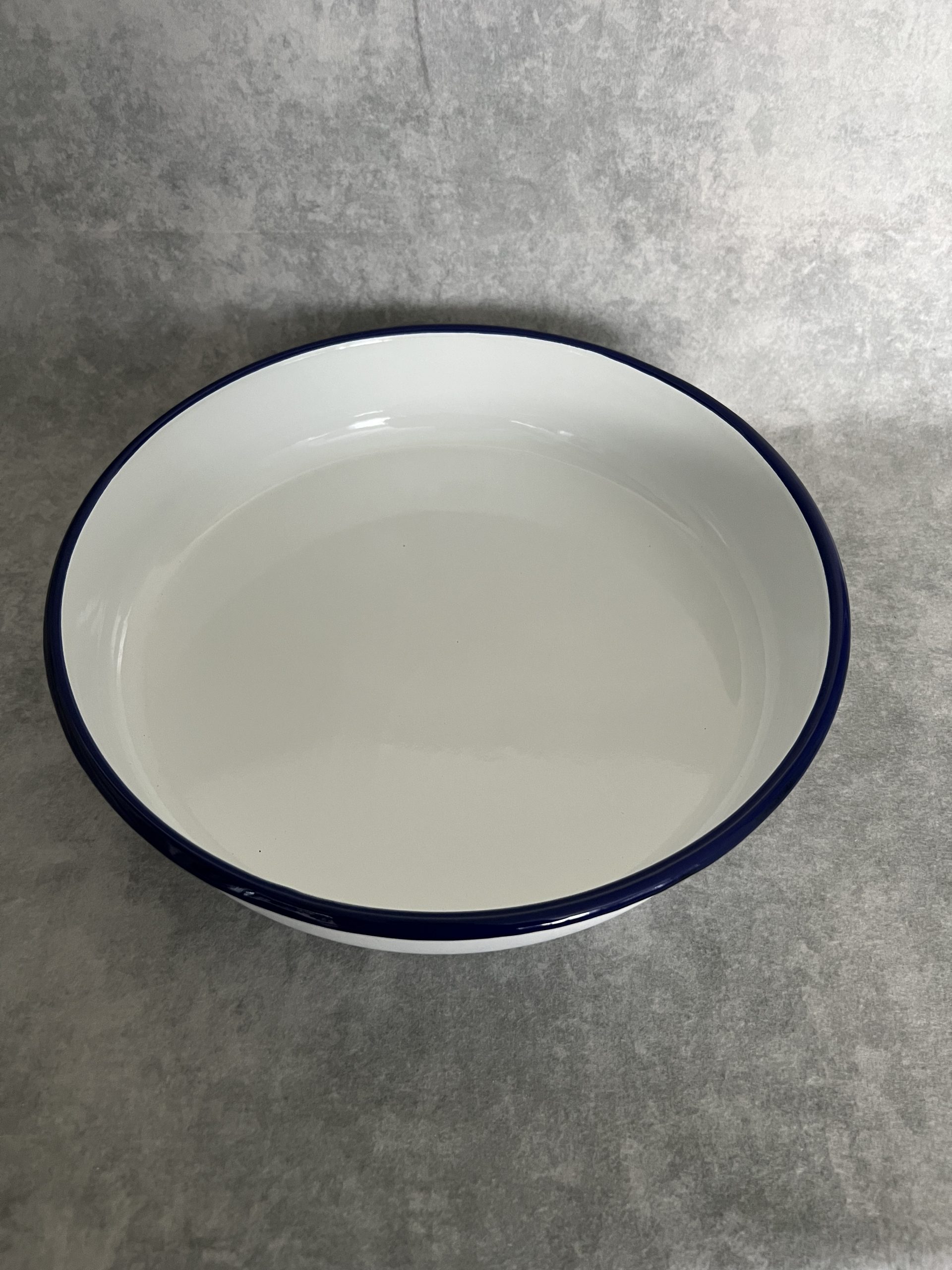 Emaille Schaal - 28/6 cm wit met blauw - Afbeelding 2