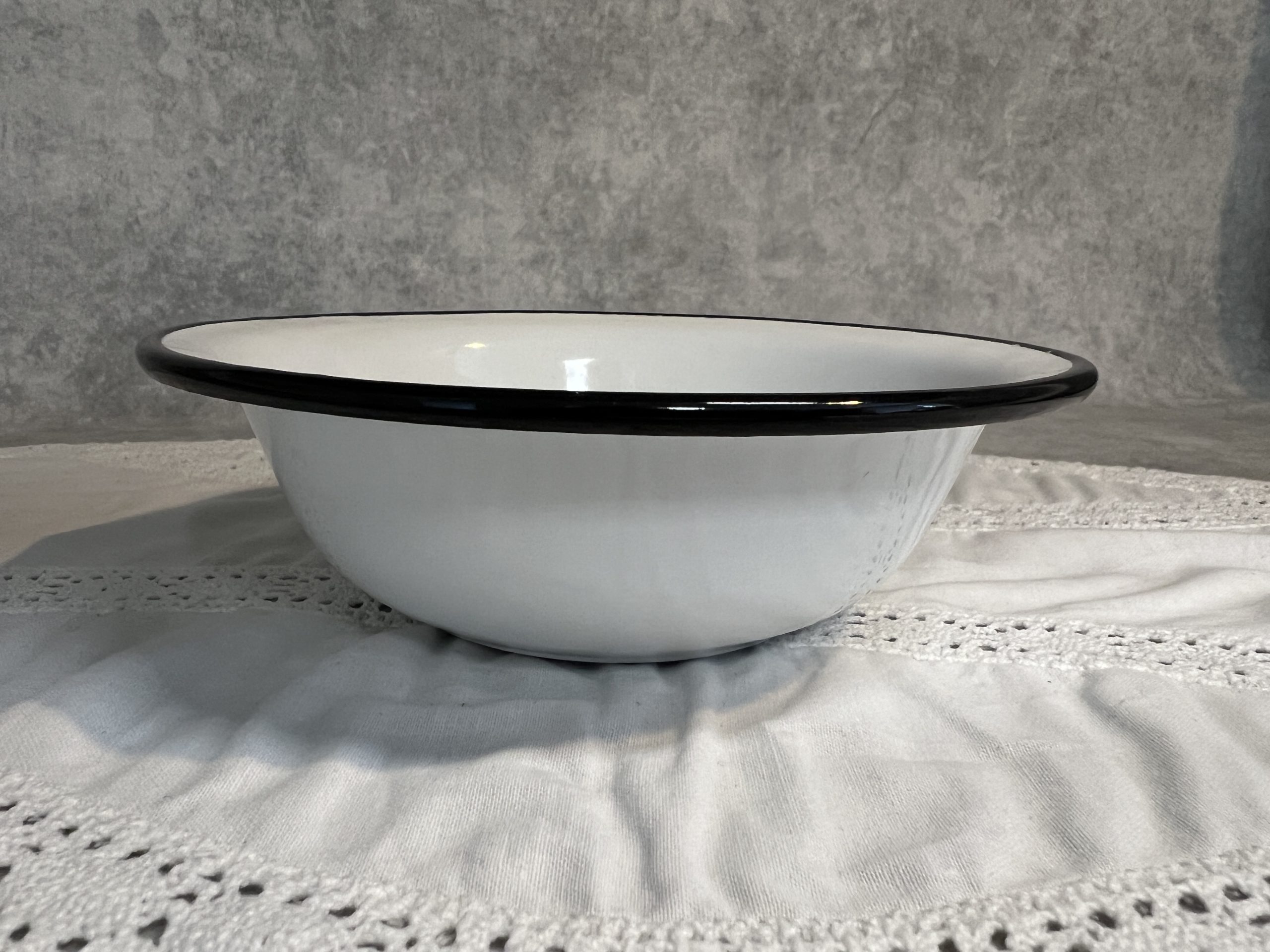 Emaille Bord / Kom - 450 ml - wit / zwarte - Afbeelding 2