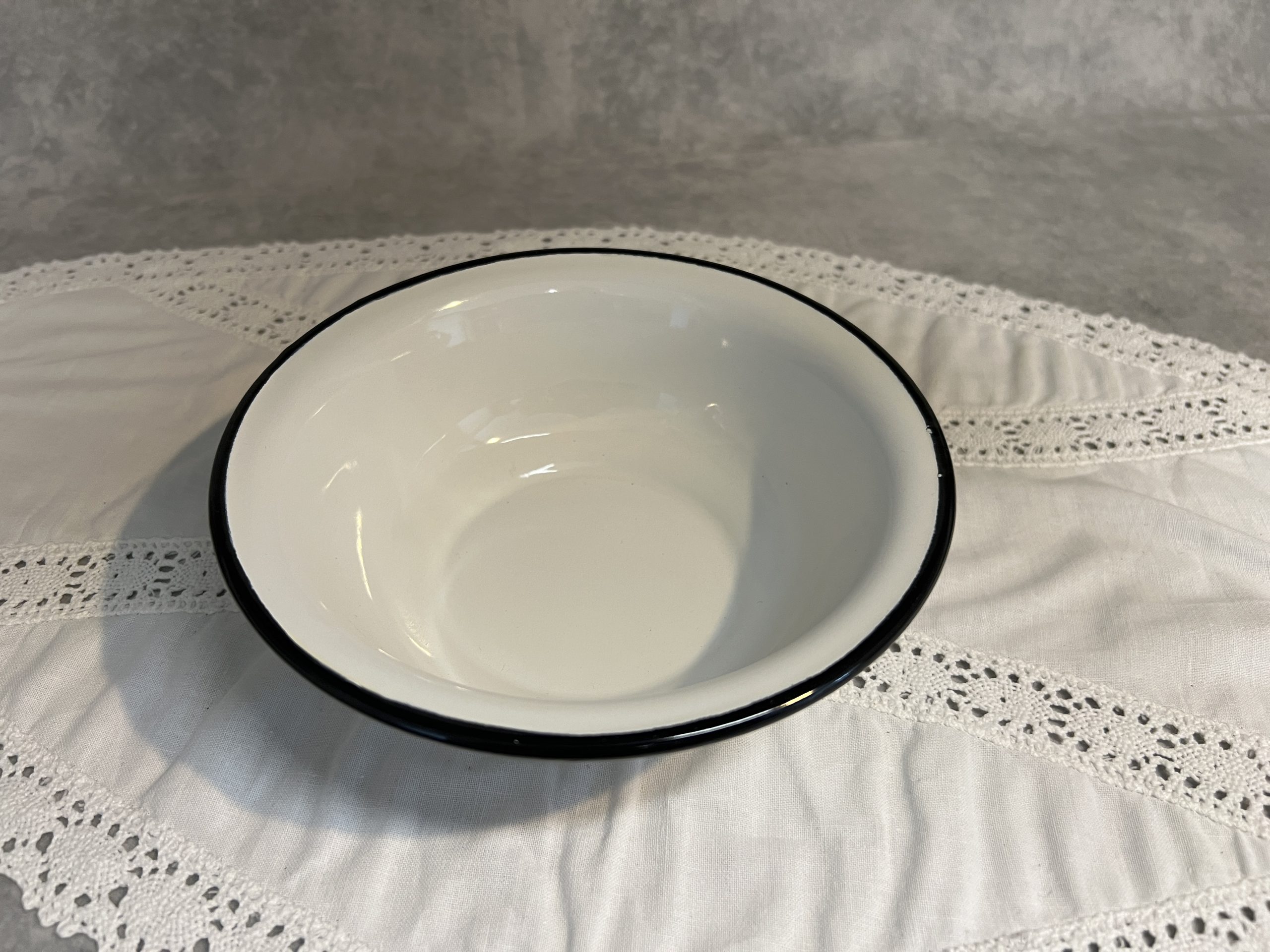 Emaille Bord / Kom - 450 ml - wit / zwarte - Afbeelding 3