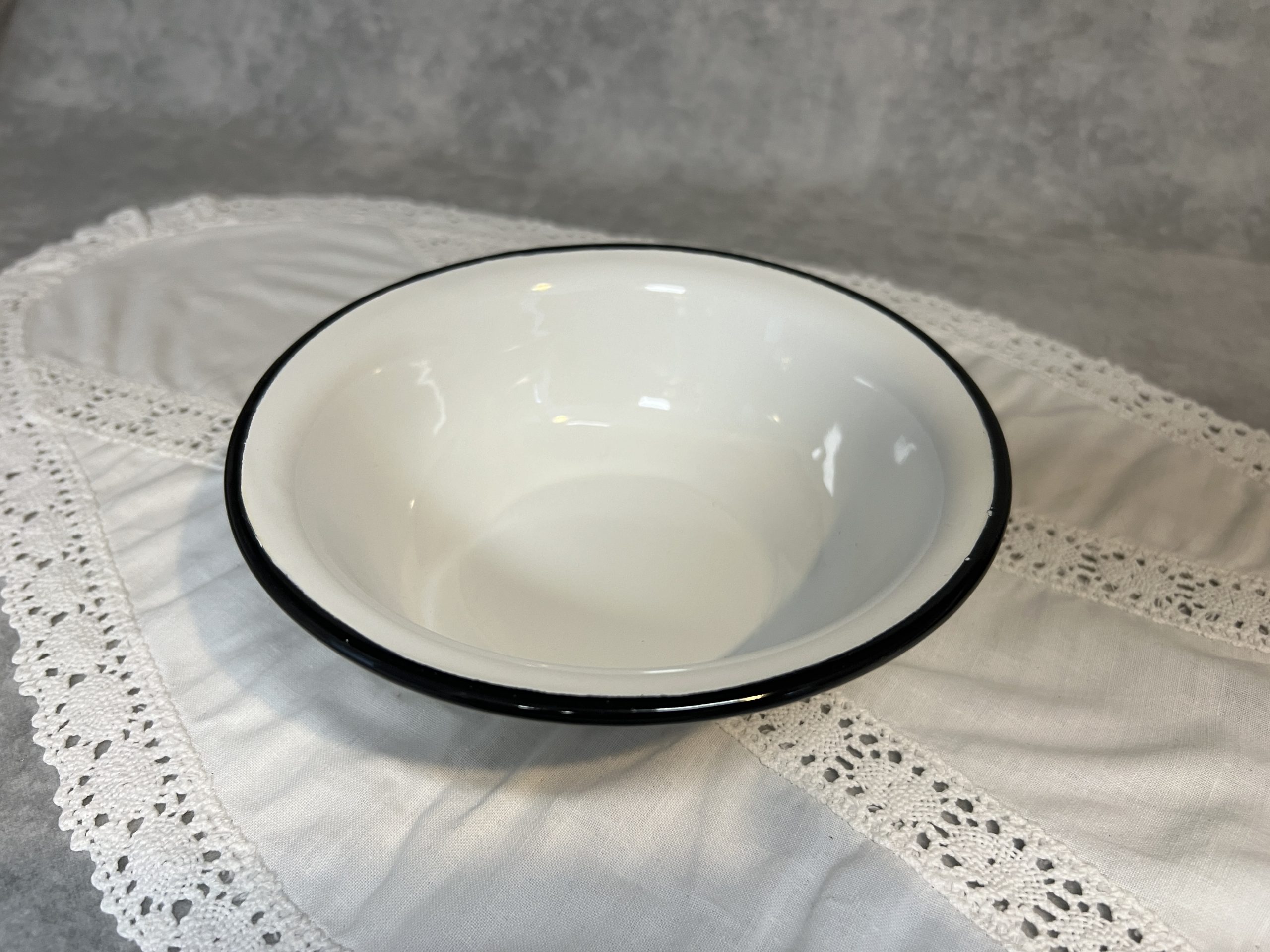 Emaille Bord / Kom - 450 ml - wit / zwarte - Afbeelding 4
