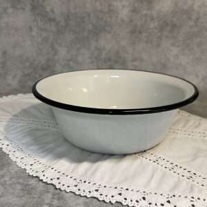 Emaille Schaal - 1.5 liter - wit / zwart