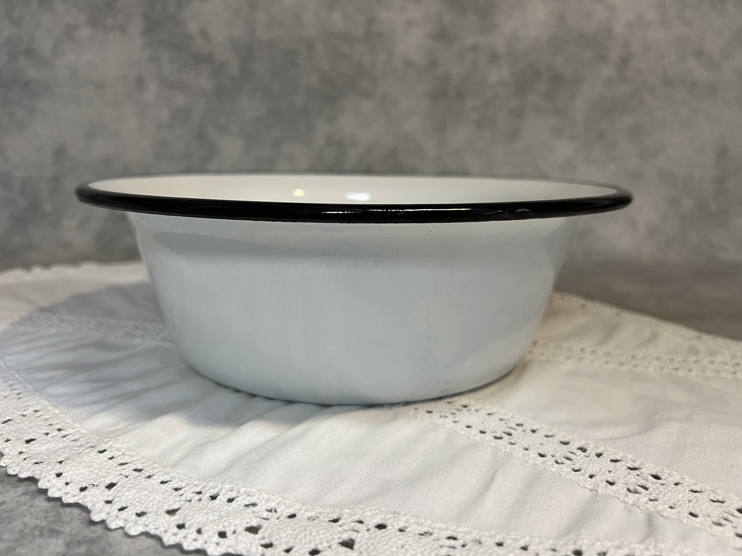 Emaille Schaal - 1.5 liter - wit / zwart - Afbeelding 4