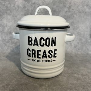 Emaille Grease Pannetje - wit / zwart